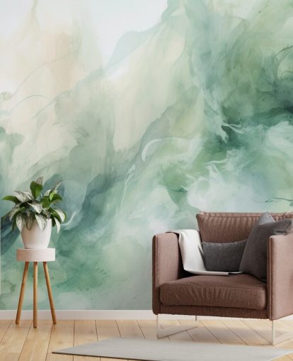 Liquid sage smoke watercolor wallpaper mural Liquid sage smoke watercolor wallpaper mural