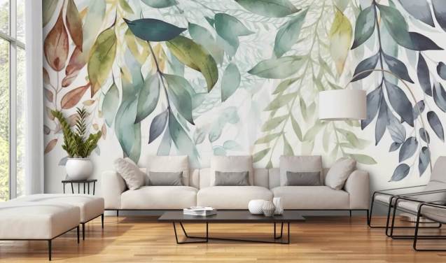 Hanging Leaves Painting tapetväggmålning