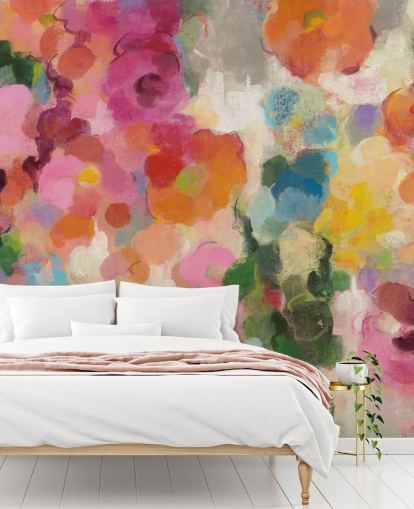 Colourful Garden mural with flowers Colourful Garden mural with flowers