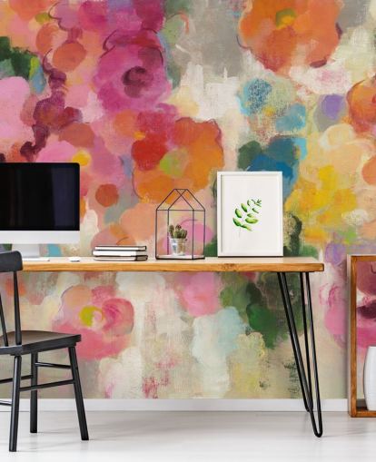 Fargerik hagemaleri med blomster Fargerik hagemaleri med blomster