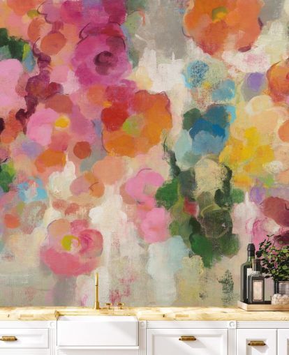 Colourful Garden mural with flowers Colourful Garden mural with flowers