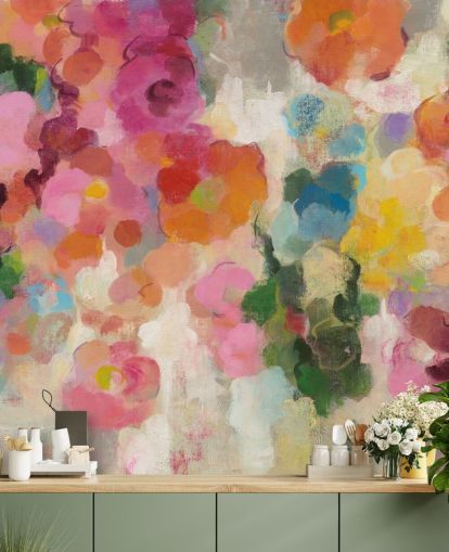 Colourful Garden mural with flowers Colourful Garden mural with flowers