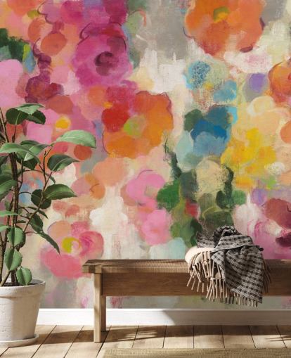 Buntes Garten-Wandbild mit Blumen Buntes Garten-Wandbild mit Blumen