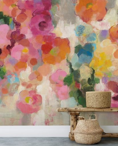 Colourful Garden mural with flowers Colourful Garden mural with flowers