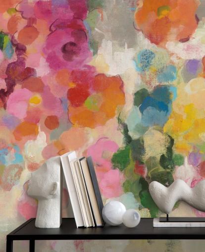 Colourful Garden mural with flowers Colourful Garden mural with flowers