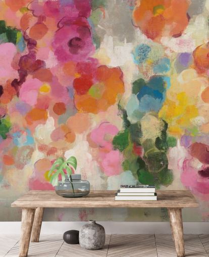 Buntes Garten-Wandbild mit Blumen Buntes Garten-Wandbild mit Blumen