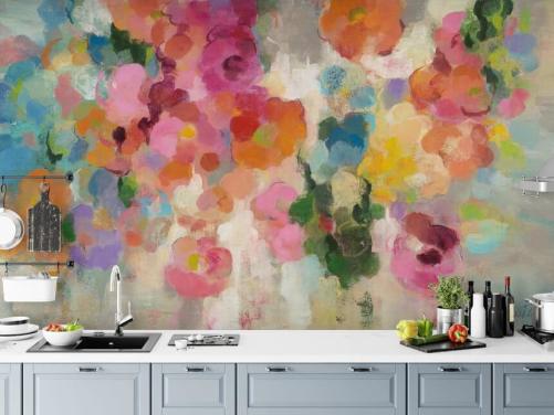 Mural de jardim colorido com flores
