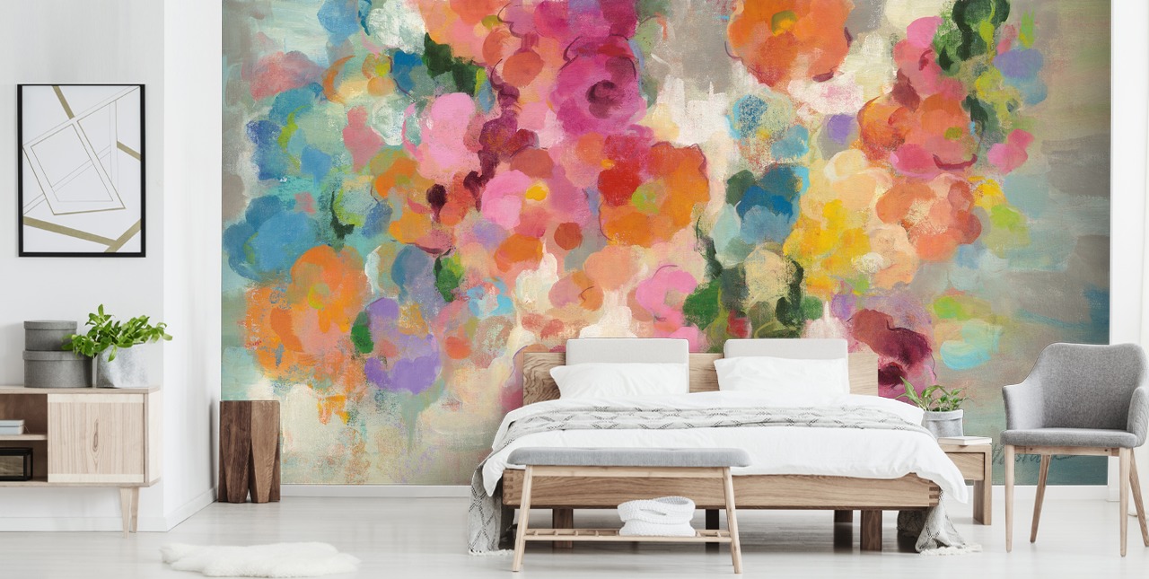Decorazione murale da giardino colorata con fiori
