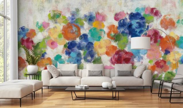 Buntes Blumen-Wandbild