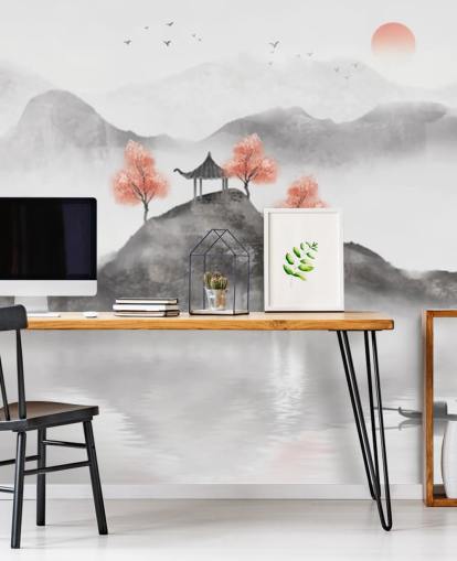 chinese painting of Guochao fishing boat wall mural chinese painting of Guochao fishing boat wall mural