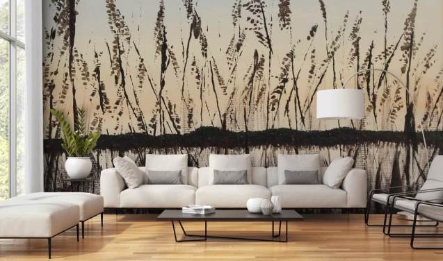 abstract painting of Norfolk Broads mural