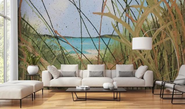 mural pintado con vista al mar