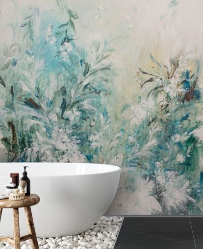 abstrakt blå eng vægmaleri abstrakt blå eng vægmaleri