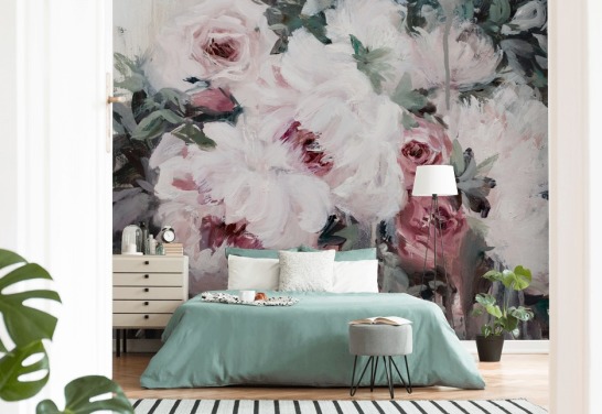 rødme rosa blomstertapet