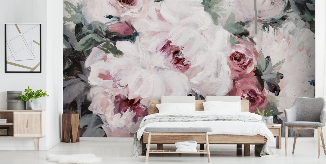 blush pink floral wallpaper