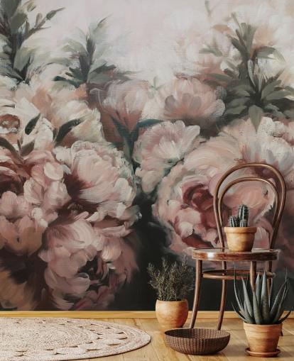 rodnad rosa pioner väggmålning rodnad rosa pioner väggmålning