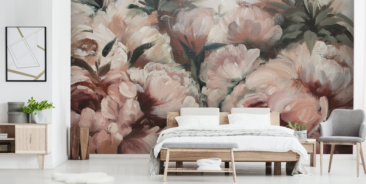 blush pink peonies wall mural