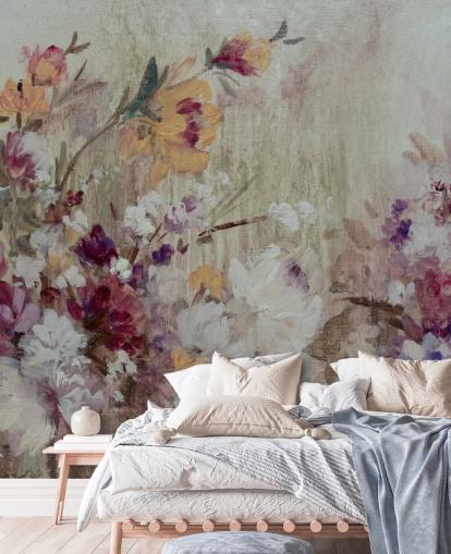 nøytral floral tapet veggmaleri nøytral floral tapet veggmaleri