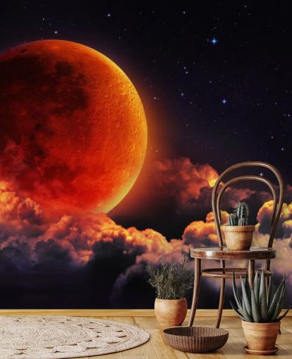 Papier Peint Fresque Lune Orange Brillante Papier Peint Fresque Lune Orange Brillante