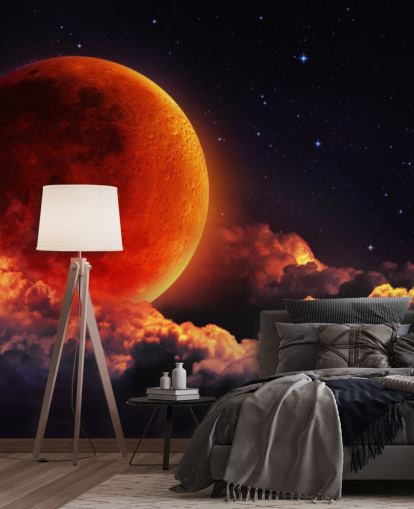 Decorazione murale con luna arancione incandescente Decorazione murale con luna arancione incandescente