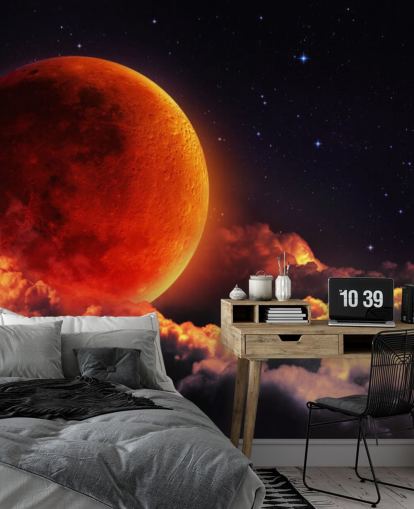 Glowing Orange Moon Wall Mural Glowing Orange Moon Wall Mural