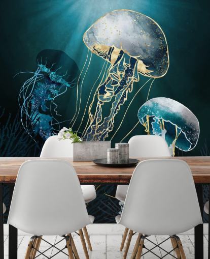blue jellyfish wallpaper wall mural blue jellyfish wallpaper wall mural