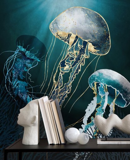 blue jellyfish wallpaper wall mural blue jellyfish wallpaper wall mural