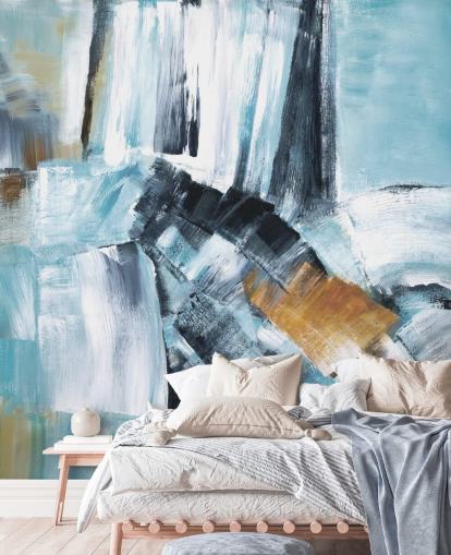 Abstract blue and yellow mural Abstract blue and yellow mural