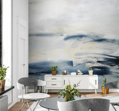 marineblå abstrakt veggmaleri