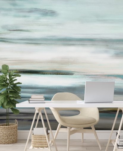 blauwe en zwarte abstracte muurschildering blauwe en zwarte abstracte muurschildering