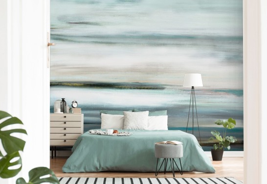 blue and black abstract wall mural
