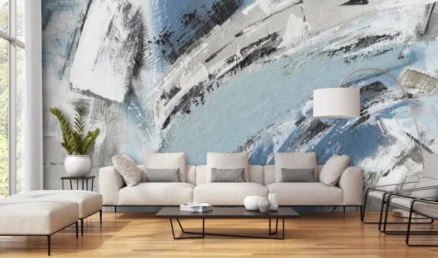 abstract blue wall mural