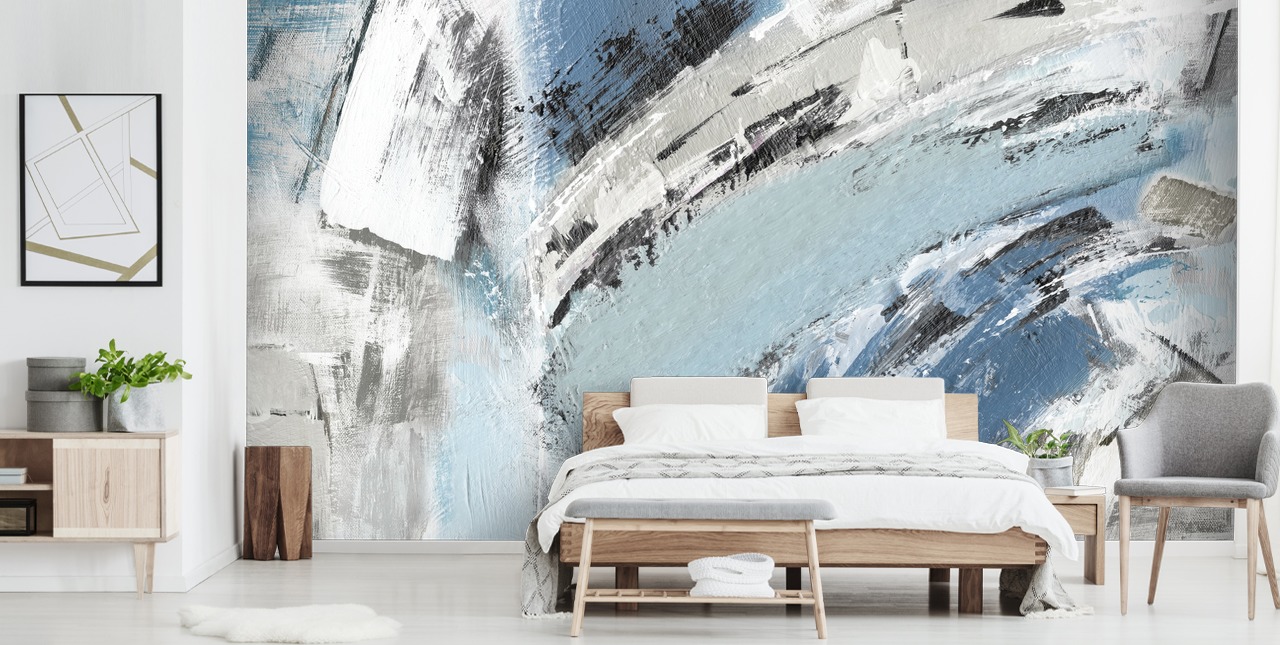 mural de pared abstracto azul