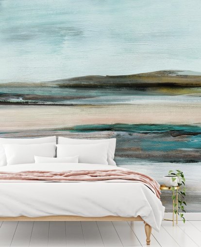 peinture murale abstraite bleue et verte peinture murale abstraite bleue et verte