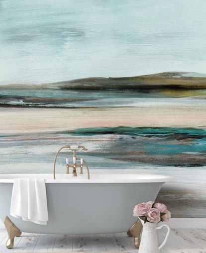 blå og grøn abstrakt vægmaleri blå og grøn abstrakt vægmaleri