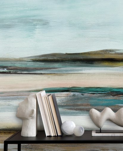 blauwe en groene abstracte muurschildering blauwe en groene abstracte muurschildering