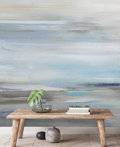 blå og grå abstrakt vægmaleri blå og grå abstrakt vægmaleri