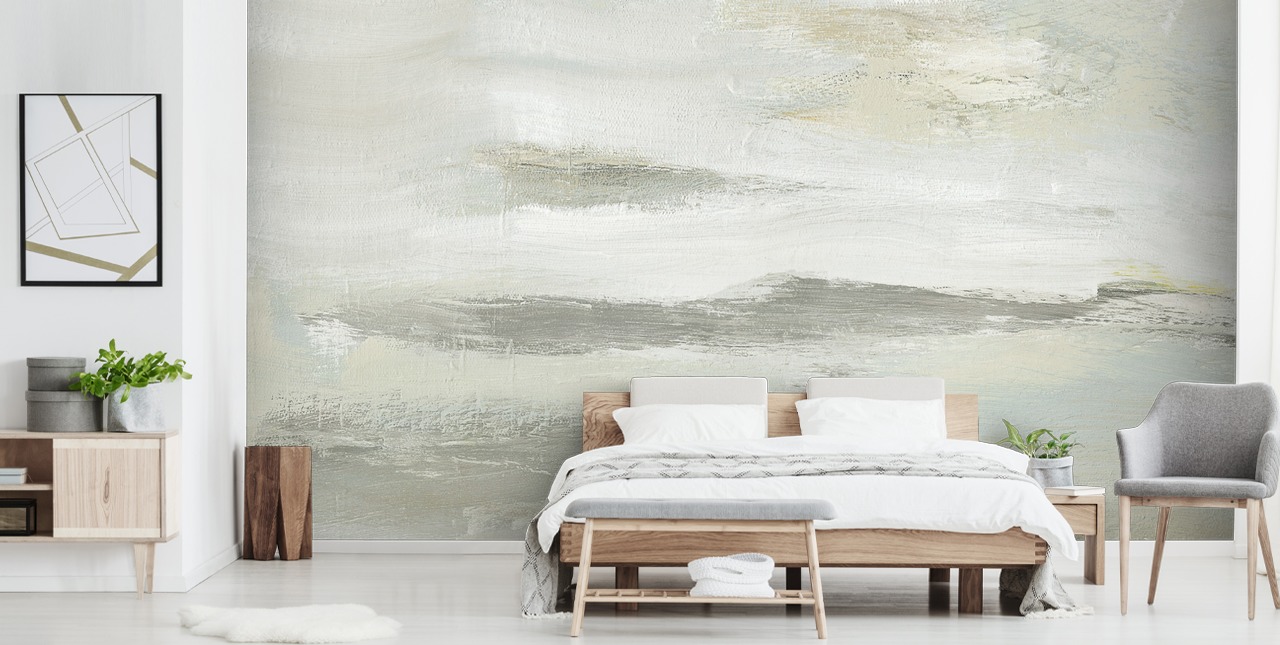 light grey abstract mural