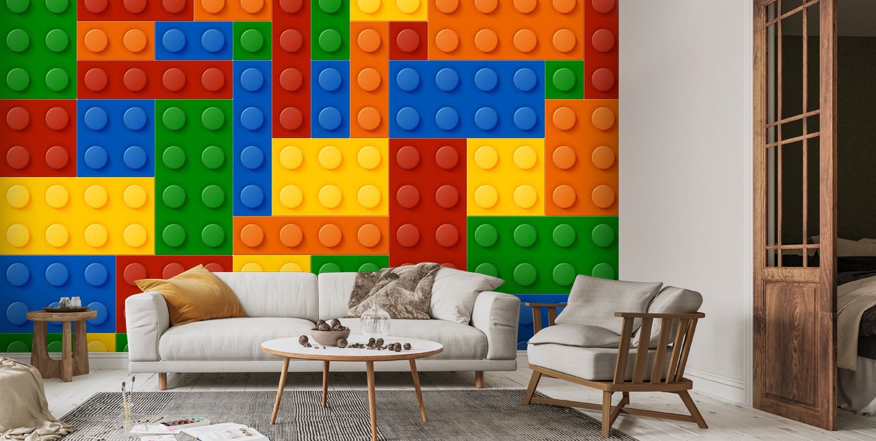 Colourful Toy Brick Wallpaper Mural | Wallsauce US