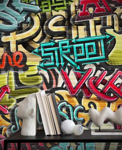 färgglad anpassad graffiti tapet väggmålning kallad Graffiti - Street för tonåringens sovrum färgglad anpassad graffiti tapet väggmålning kallad Graffiti - Street för tonåringens sovrum