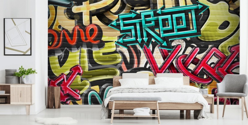 Custom Brick 3D Wall Mural Wallpaper Graffiti Art | BVM Home