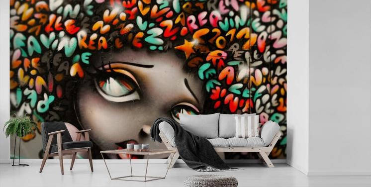 Wort-Kopf-Graffiti-Tapete