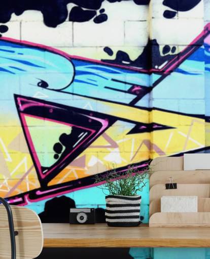 Papier Peint Fresque Graffiti Urban Art Bleu Papier Peint Fresque Graffiti Urban Art Bleu