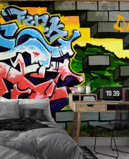 Farbenfrohes Graffiti-Wandbild Farbenfrohes Graffiti-Wandbild