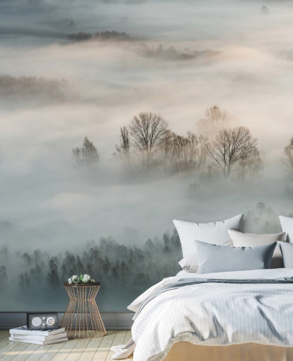 winter fog over trees wall mural winter fog over trees wall mural