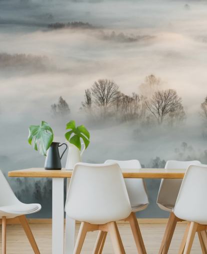 winter fog over trees wall mural winter fog over trees wall mural