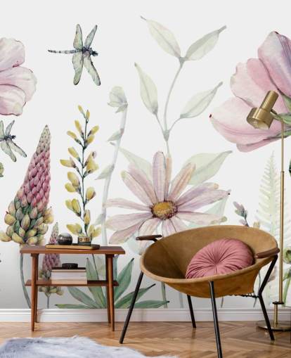 pink growing flowers wall mural pink growing flowers wall mural