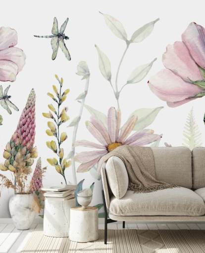 murale con fiori rosa che crescono murale con fiori rosa che crescono