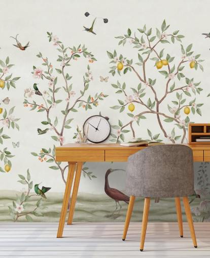 papier peint chinoiserie de citronniers papier peint chinoiserie de citronniers