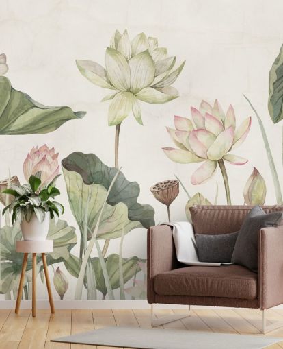 fresque murale de nénuphars délicats fresque murale de nénuphars délicats